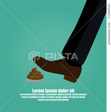 Man's foot stepping into a pile of dog poop 31866503
