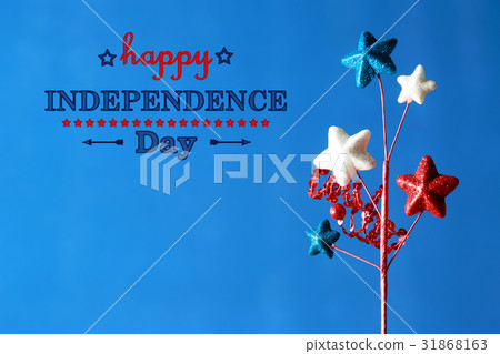 4th of July decorations on blue background 31868163