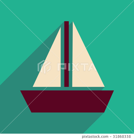 Flat web icon with long shadow sailing ship - Stock Illustration ...