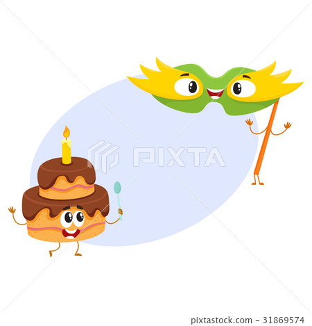 Smiling birthday party characters - mask and Smiling birthday party characters - mask and 31869574