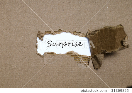 The word surprise appearing behind torn paper The word surprise appearing behind torn paper 31869835
