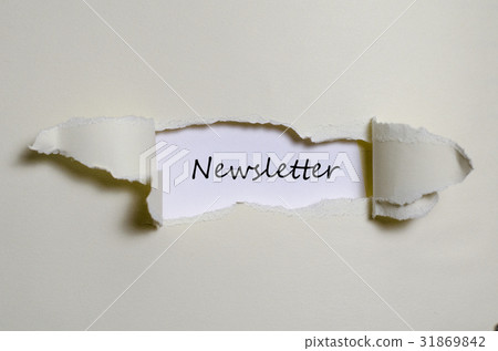 The word newsletter appearing behind torn paper 31869842