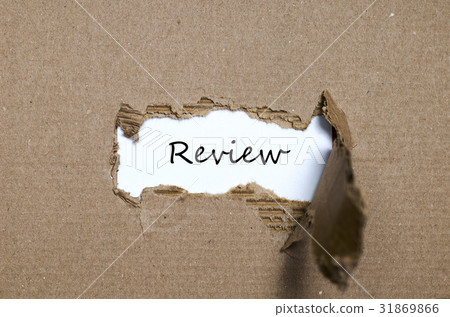The word review appearing behind torn paper 31869866