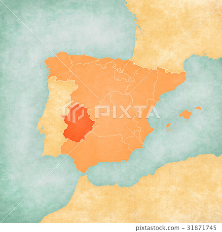 Map of Iberian Peninsula - Extremadura 31871745