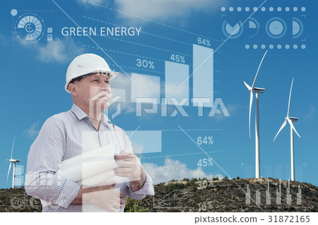 Engineer and a windfarm 31872165