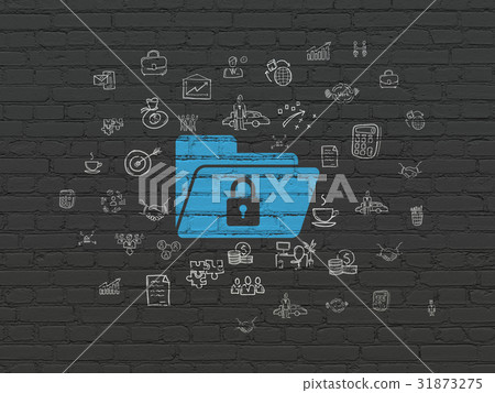 Business concept: Folder With Lock on wall Business concept: Folder With Lock on wall 31873275