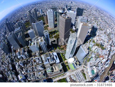 都市風景魚眼/新宿二級市中心航拍照片 都市風景魚眼/新宿二級市中心航拍照片 31873466