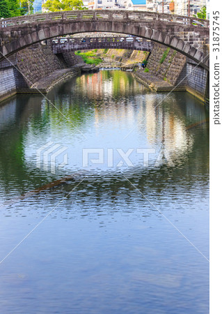 Nakajima River stone bridge group of the fresh green (Higashi Shimbashi) Nagasaki 31875745