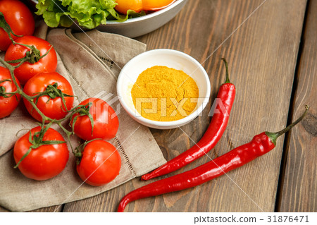 Vegetables fresh isolated on table indoors Vegetables fresh isolated on table indoors 31876471