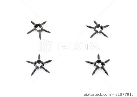 4 stars laid out with black screws on white 31877913