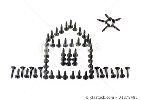 House with fence and star drawing with black House with fence and star drawing with black 31878483
