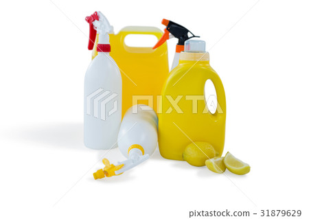 Cleaning liquid bottles with lemon 31879629