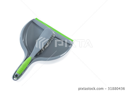High angle view of brush with dustpan High angle view of brush with dustpan 31880436