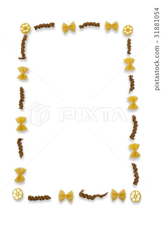 Various pasta arranged on white background 31881054