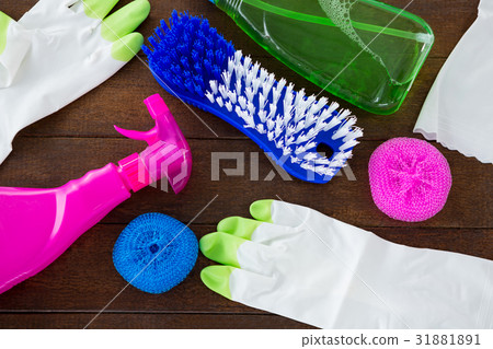 Close-up of cleaning equipment on table 31881891