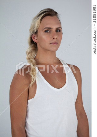 Portrait of beautiful transgender with braided hair 31881993