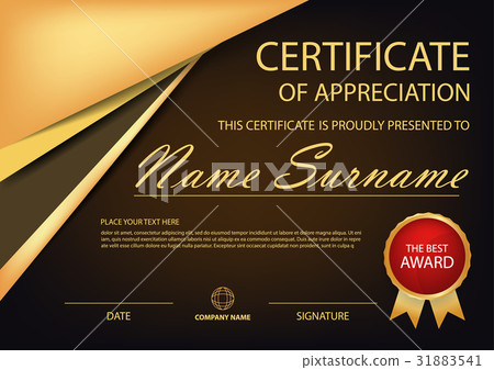 Gold Elegance horizontal certificate with Vector 31883541
