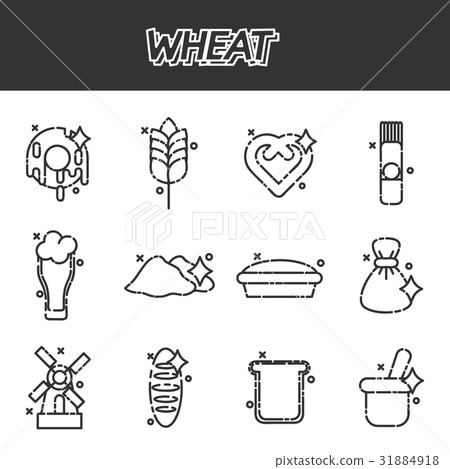 Wheat flat cartoon icons Wheat flat cartoon icons 31884918