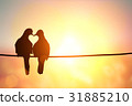 Lovebird silhouette on pastel and Valentine's Day 31885210