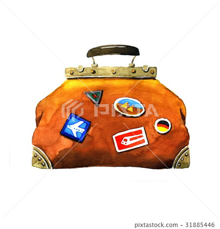 Traveling bag. Watercolor 31885446
