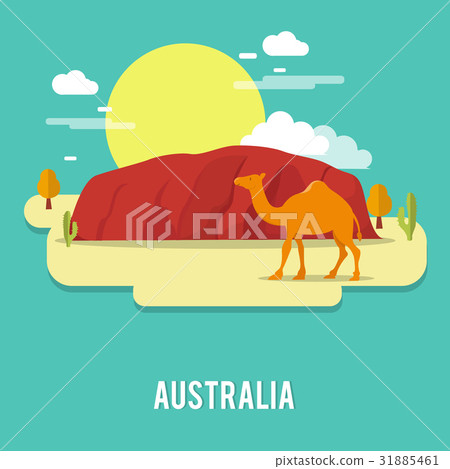 A camel petient creature in the desert Australia  31885461
