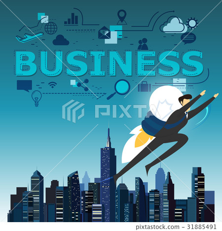 Businessman superhero flying fast  31885491