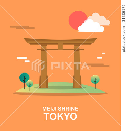 Meiji shrine holy building in Tokyo illustration 31886172