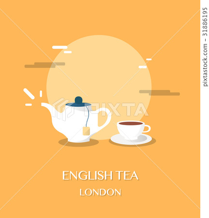 English tea at museum in London illustration English tea at museum in London illustration 31886195