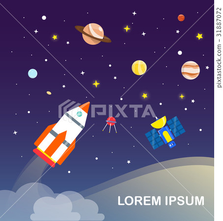 rocket and solar system Infographics Flat design. 31887072