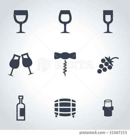 Vector black wine icon set - Stock Illustration [31887153] - PIXTA