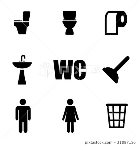 Vector black toilet icon set Vector black toilet icon set 31887156