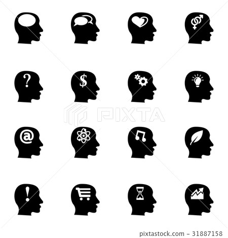 Vector black thoughts icon set Vector black thoughts icon set 31887158
