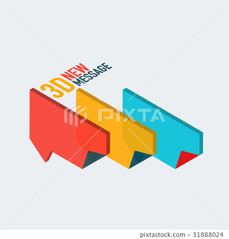Flat new message concept, modern 3d isometric Flat new message concept, modern 3d isometric 31888024