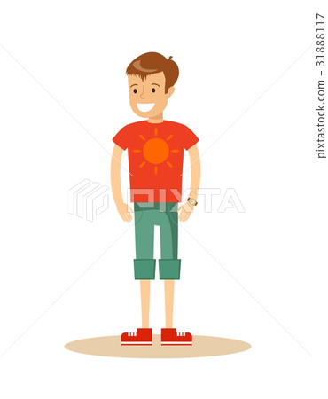 Portrait of teenaged boy in shorts and t-shirt 31888117