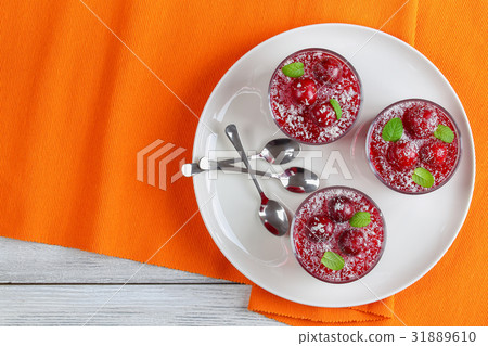 cherry jelly in three glass cups cherry jelly in three glass cups 31889610