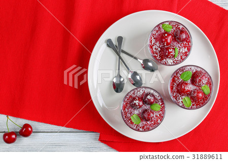 delicious summer dessert - sweet cherry jelly delicious summer dessert - sweet cherry jelly 31889611