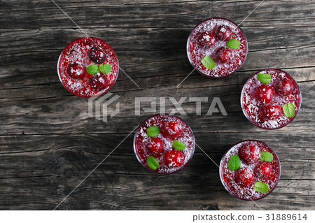 dessert - sweet cherry jelly in cups 31889614