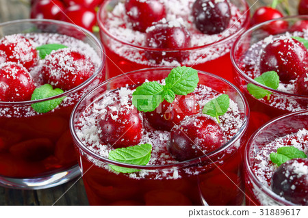 dessert of sweet ripe cherry jelly dessert of sweet ripe cherry jelly 31889617