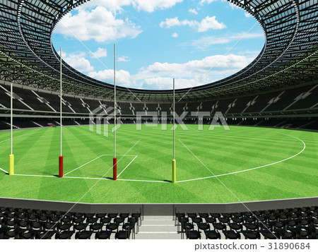 Australian rules football stadium with black seats 31890684