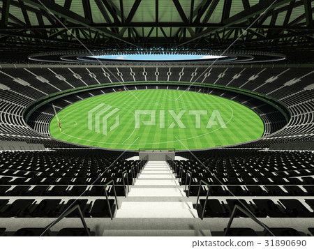 Australian rules football stadium with black seats 31890690