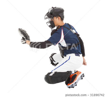 Catcher,  kneeling gesture  to catching 31890742