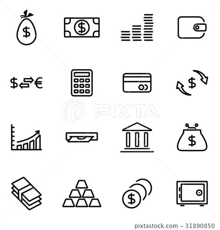 Vector illustration of thin line icons - money - Stock Illustration ...