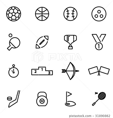 Vector illustration of thin line icons - sport - Stock Illustration ...