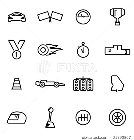 Vector illustration of thin line icons - racing-插圖素材 [31890867] - PIXTA圖庫