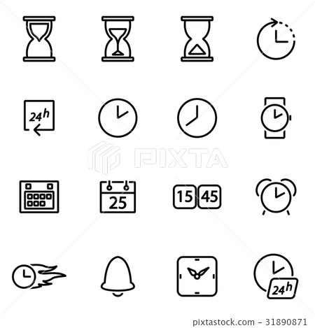 Vector illustration of thin line icons - time - Stock Illustration ...