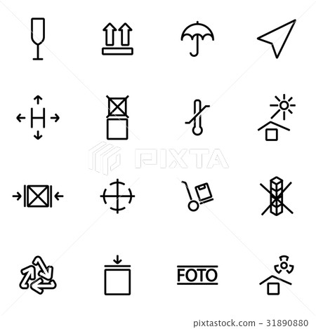 Vector line marking of cargo icon set Vector line marking of cargo icon set 31890880