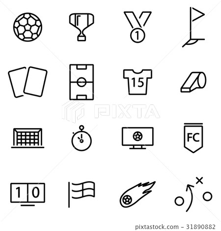 Vector line soccer icon set - Stock Illustration [31890882] - PIXTA