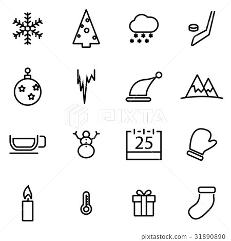 Vector line winter icon set - Stock Illustration [31890890] - PIXTA