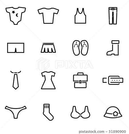Vector line clothes icon set - Stock Illustration [31890900] - PIXTA