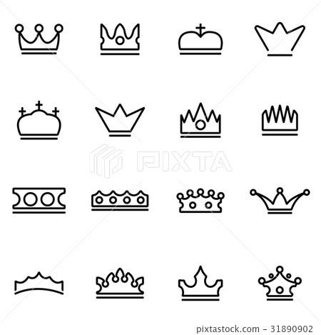 Vector line crown icon set Vector line crown icon set 31890902